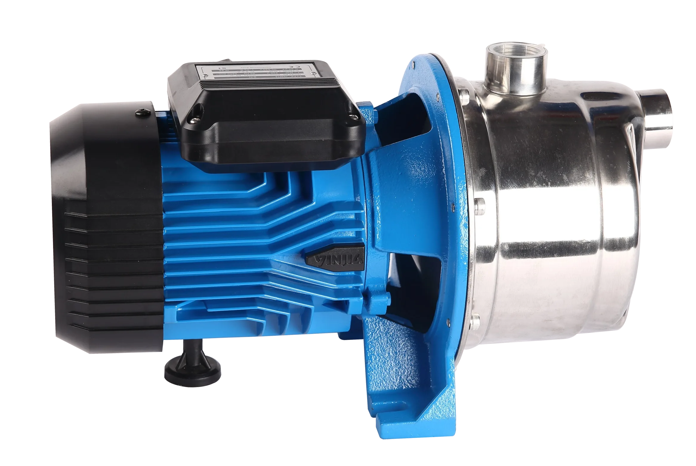 YINJIA JSM self-priming jet water pump side view showing pump body and motor detail